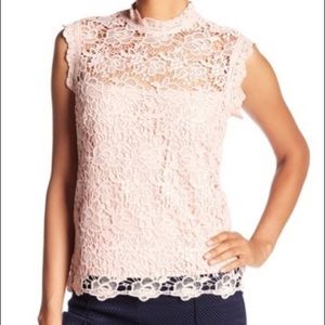 NANETTE lepore Lace Mock Neck Shell Tank